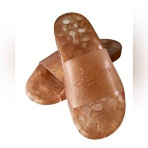 Coach Sparkling Ulyssa Gold Slide Sandals Size 7
